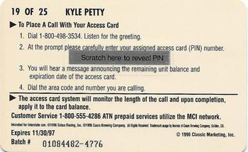 1996 Assets - $2 Phone Cards #19 Kyle Petty Back
