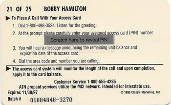 1996 Assets - $2 Phone Cards #21 Bobby Hamilton Back