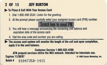 1996 Assets - $5 Phone Cards #2 Jeff Burton Back