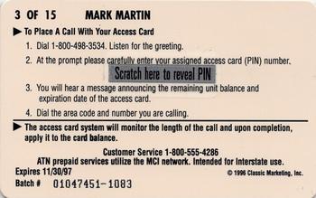 1996 Assets - $5 Phone Cards #3 Mark Martin Back