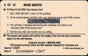 1996 Assets - $10 Phone Cards #8 Mark Martin Back