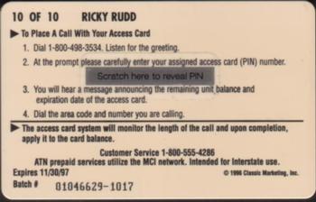1996 Assets - $10 Phone Cards #10 Ricky Rudd Back