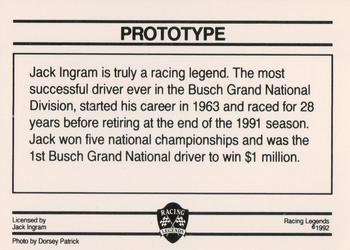 1992 Racing Legends Jack Ingram #NNO Jack Ingram Back