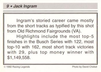 1992 Racing Legends Jack Ingram #9 Jack Ingram Back