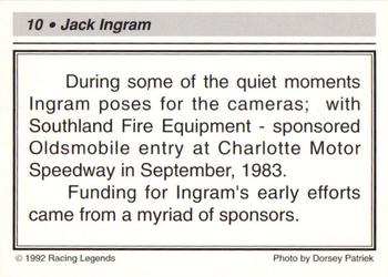 1992 Racing Legends Jack Ingram #10 Jack Ingram Back