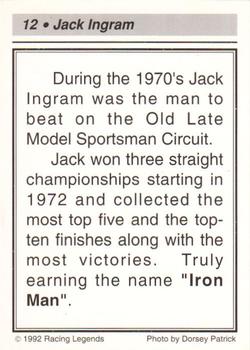 1992 Racing Legends Jack Ingram #12 Jack Ingram Back