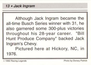 1992 Racing Legends Jack Ingram #13 Jack Ingram Back
