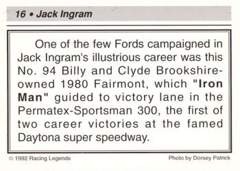 1992 Racing Legends Jack Ingram #16 Jack Ingram Back