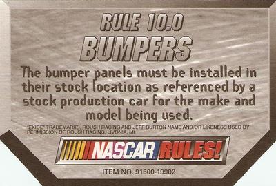 1999 Racing Champions NASCAR Rules! #10 Jeff Burton Back