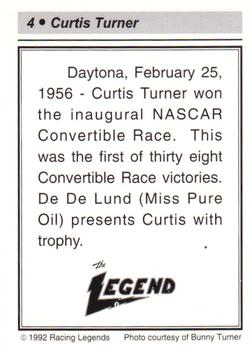 1992 Racing Legends Curtis Turner #4 Curtis Turner Back