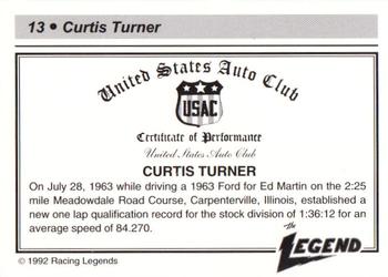 1992 Racing Legends Curtis Turner #13 Curtis Turner Back