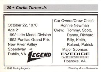 1992 Racing Legends Curtis Turner #20 Curtis Turner, Jr. Back