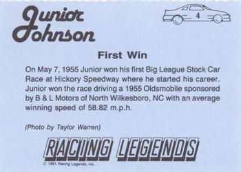 1991 Racing Legends Junior Johnson #4 Junior Johnson Back
