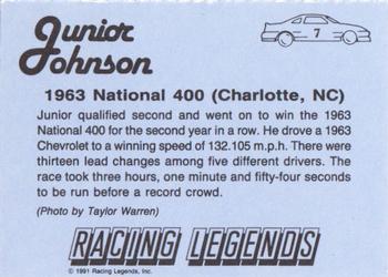 1991 Racing Legends Junior Johnson #7 Junior Johnson Back