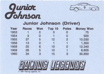 1991 Racing Legends Junior Johnson #9 Junior Johnson Back