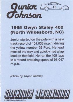 1991 Racing Legends Junior Johnson #15 Junior Johnson Back