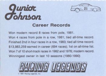 1991 Racing Legends Junior Johnson #21 Junior Johnson Back