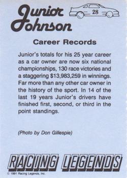 1991 Racing Legends Junior Johnson #28 Junior Johnson Back