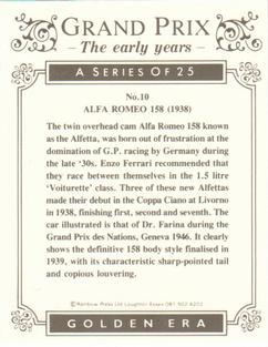 1992 Golden Era Grand Prix The Early Years #10 Alfa Romeo 158 Back