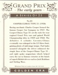1992 Golden Era Grand Prix The Early Years #23 Cooper-Climax Type 51 Back