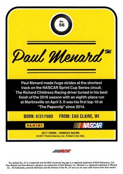 2017 Donruss #56 Paul Menard Back
