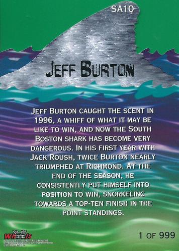 1997 Wheels Race Sharks - Shark Attack Jumbo #SA10 Jeff Burton Back