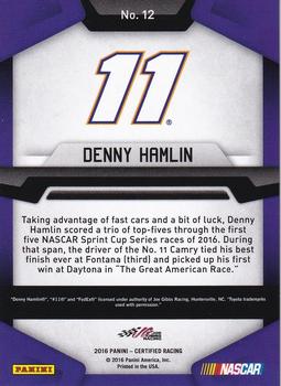 2016 Panini Certified - Mirror Orange #12 Denny Hamlin Back