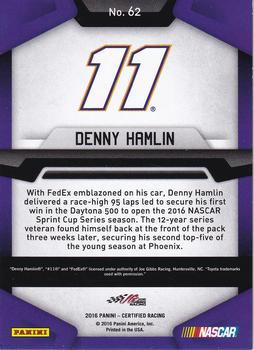2016 Panini Certified - Mirror Orange #62 Denny Hamlin Back