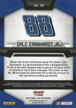 2016 Panini Certified - Mirror Silver #10 Dale Earnhardt Jr. Back