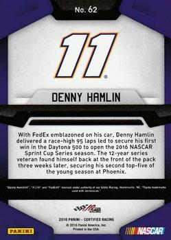 2016 Panini Certified - Mirror Silver #62 Denny Hamlin Back