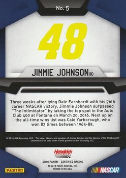 2016 Panini Certified - Mirror Red #5 Jimmie Johnson Back