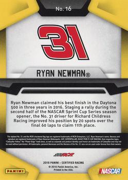 2016 Panini Certified - Mirror Red #16 Ryan Newman Back