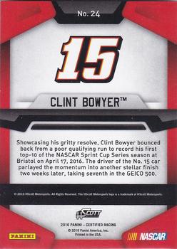 2016 Panini Certified - Mirror Red #24 Clint Bowyer Back
