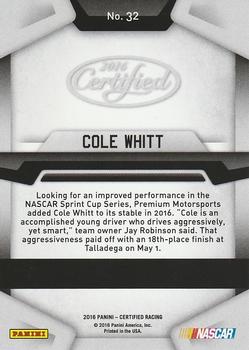 2016 Panini Certified - Mirror Red #32 Cole Whitt Back