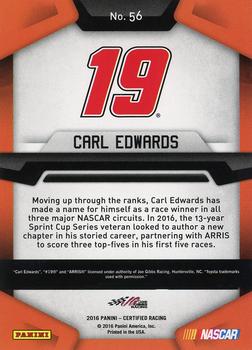 2016 Panini Certified - Mirror Red #56 Carl Edwards Back
