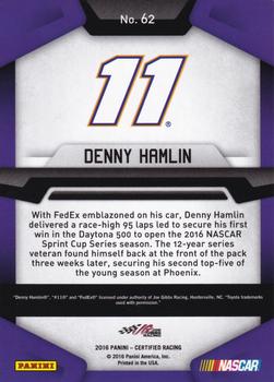 2016 Panini Certified - Mirror Red #62 Denny Hamlin Back