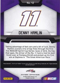 2016 Panini Certified - Mirror Blue #12 Denny Hamlin Back