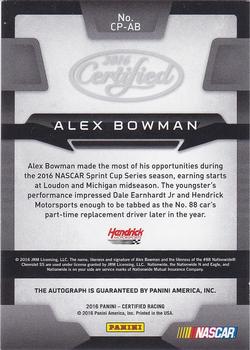 2016 Panini Certified - Certified Potential Signatures #CP-AB Alex Bowman Back