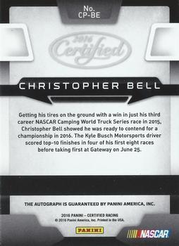 2016 Panini Certified - Certified Potential Signatures #CP-BE Christopher Bell Back