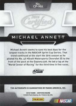 2016 Panini Certified - Certified Potential Signatures #CP-MA Michael Annett Back