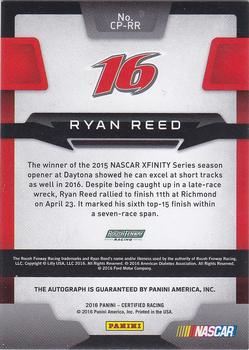 2016 Panini Certified - Certified Potential Signatures #CP-RR Ryan Reed Back