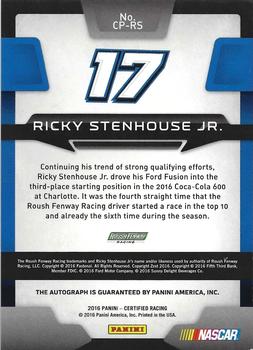 2016 Panini Certified - Certified Potential Signatures #CP-RS Ricky Stenhouse Jr. Back