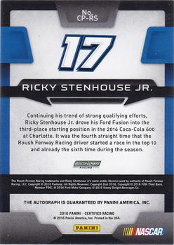 2016 Panini Certified - Certified Potential Signatures Mirror Blue #CP-RS Ricky Stenhouse Jr. Back