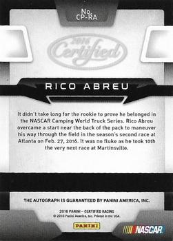 2016 Panini Certified - Certified Potential Signatures Mirror Silver #CP-RA Rico Abreu Back