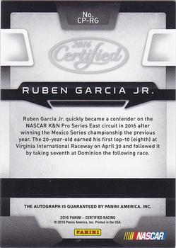 2016 Panini Certified - Certified Potential Signatures Mirror Gold #CP-RG Ruben Garcia Jr. Back