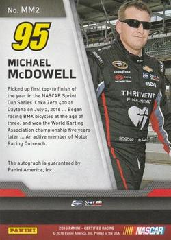 2016 Panini Certified - Certified Signatures #MM2 Michael McDowell Back
