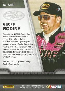 2016 Panini Certified - Certified Signatures Mirror Green #GB2 Geoff Bodine Back