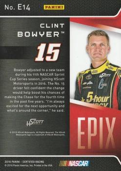 2016 Panini Certified - Epix Mirror Red #E14 Clint Bowyer Back