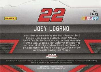 2016 Panini Certified - Famed Rides Mirror Red #FR13 Joey Logano Back
