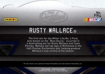 2016 Panini Certified - Famed Rides Mirror Green #FR4 Rusty Wallace Back